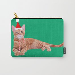 Festive Christmas Orange Ginger Cat Carry-All Pouch