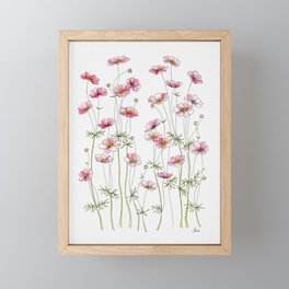 Pink Cosmos Flowers Framed Mini Art Print