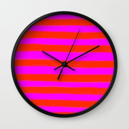 Sweet Stripes in Pink and Red Line Art #decor #society6 #buyart Wall Clock