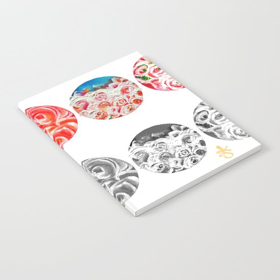 Roses Are Cream, Five Marbles and Circles of Shadow Reflection Notebook