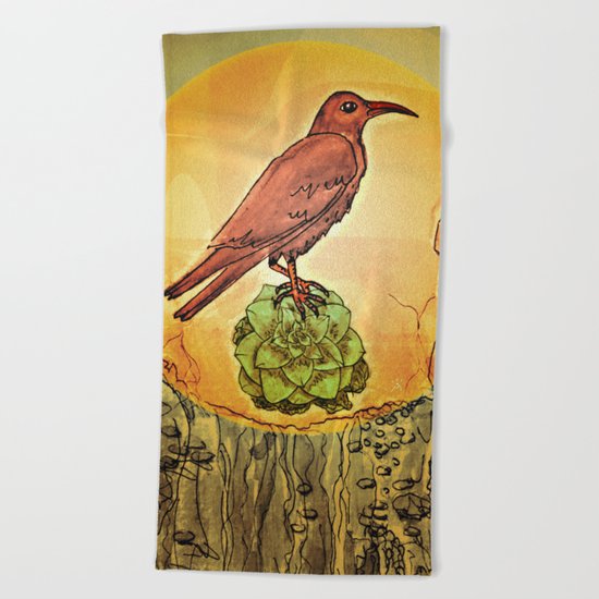 NATURE / BIRD and SUCCULENT Beach Towel