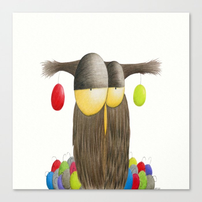 Cute Holiday Owl Illustration Canvas Print