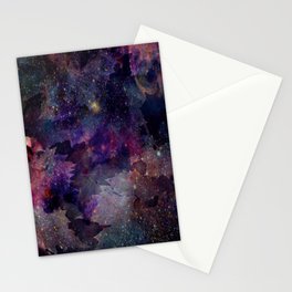 Autumn leaves galaxy navy-purple cosmos pattern  Stationery Card