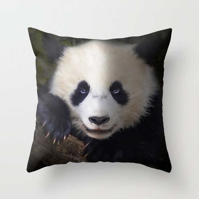 Panda bear portrait Throw Pillow