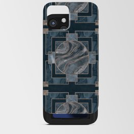 Stained Glass Art Deco Design Navy Blue And Gold iPhone Card Case