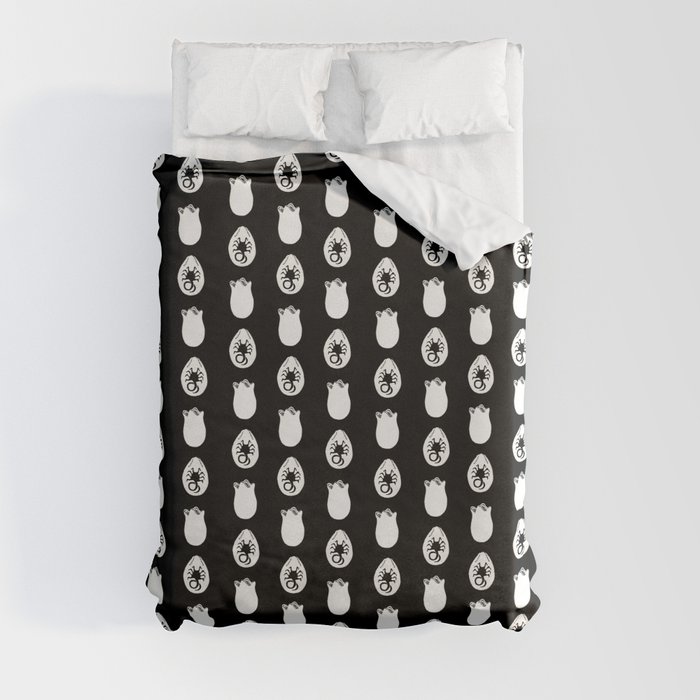 Alien Eggs Pattern Black and White Duvet Cover