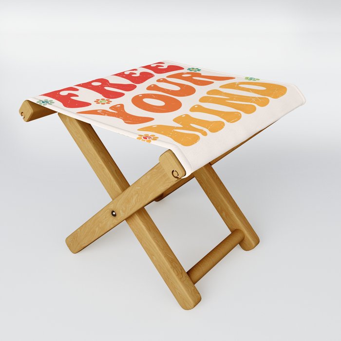 Free Your Mind Retro 90s Typography Folding Stool