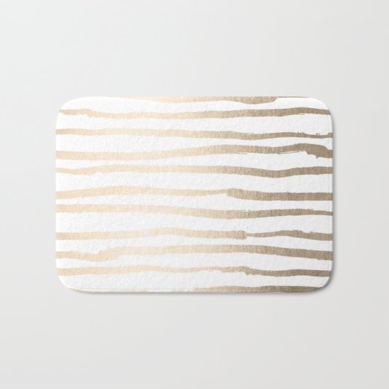 White Gold Sands Painted Lines Bath Mat