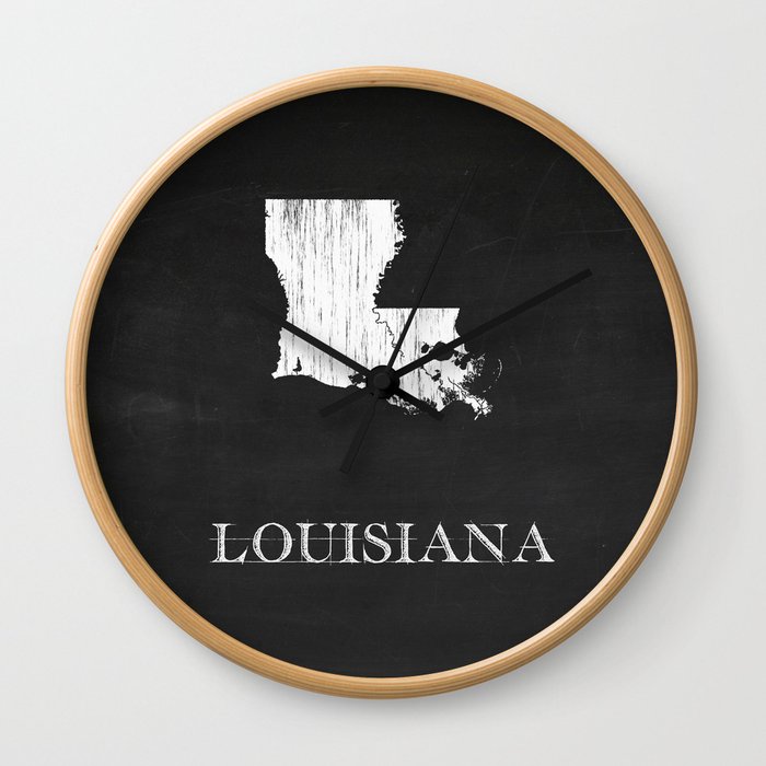Louisiana State Map Chalk Drawing Wall Clock