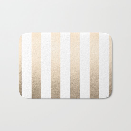 Simply Vertical Stripes in White Gold Sands Bath Mat