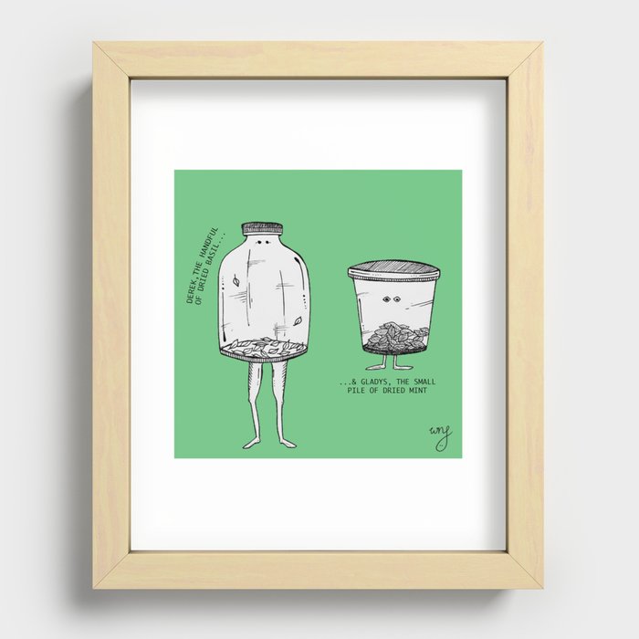 Cute kitchen monsters - the Herbs Recessed Framed Print