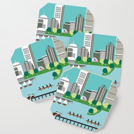 Boston, Massachusetts - Skyline Illustration by Loose Petals Coaster