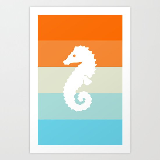 Out At Sea Series - Seahorse Sunset Art Print