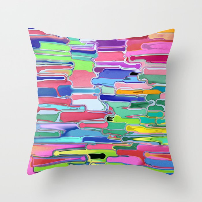 Modern Colorful Abstract Horizontal Paint Strokes Throw Pillow