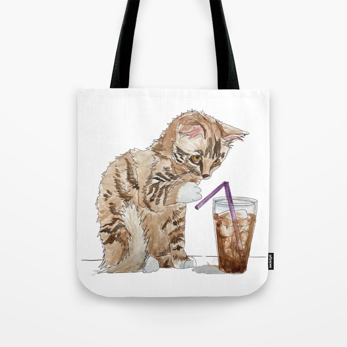 Curious Coffee Cat Tote Bag