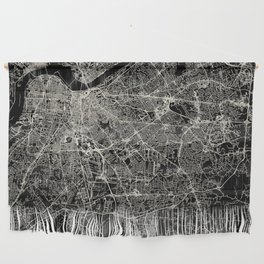 Louisville, USA - Black and White City Map Wall Hanging