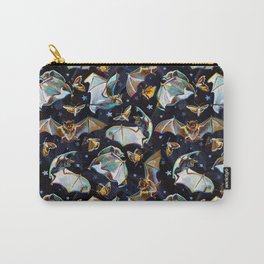 Psychedelic Flying Bats and Moths Pattern Carry-All Pouch