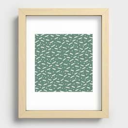 Christmas branches and stars - green and white Recessed Framed Print