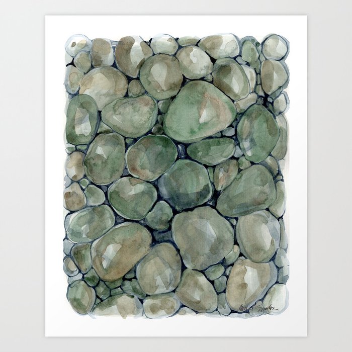 Green Sea Stones Art Print