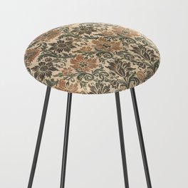 Distressed Antique Italian Floral Silk Counter Stool