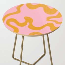 Cheerful Liquid Swirls - mustard yellow and pink Side Table