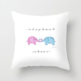 Elephant Shoes Throw Pillow | Handlettering, Iloveyou, Heart, Elephants, Goodluck, Marriage, Elephantshoes, Pinkelephant, Anniversary, Couple 