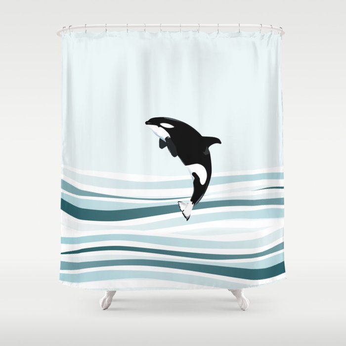 Killer Whale Killer Waves Shower Curtain