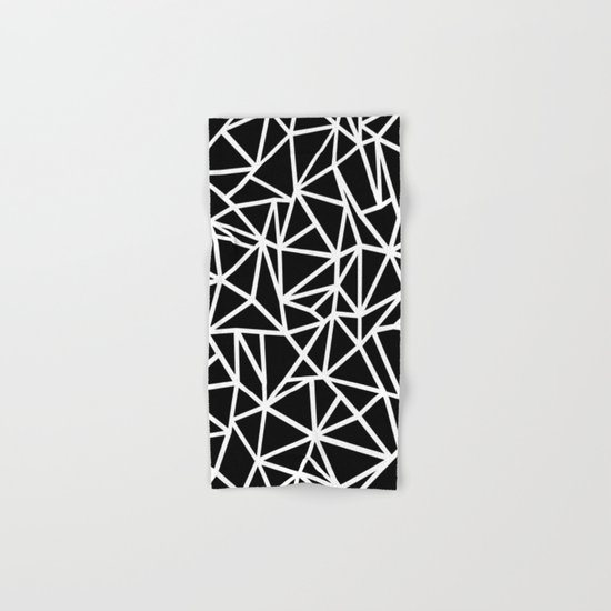Abstract Outline Thick White on Black Hand & Bath Towel