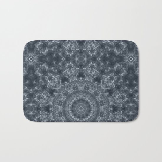 Gray - blue marble kaleidoscope, ornament elements print Bath Mat