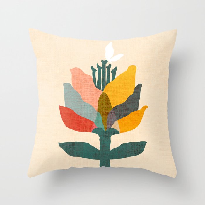 Flower and butterfly Throw Pillow