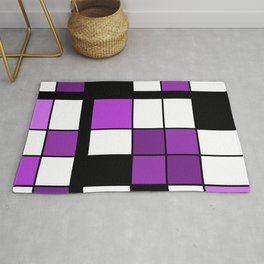 De Stijl Style Geometrical Art Purple Area & Throw Rug