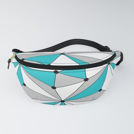 Abstract geometric pattern - blue, gray, black and white. Fanny Pack