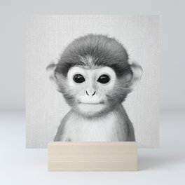 Baby Monkey - Black & White Mini Art Print