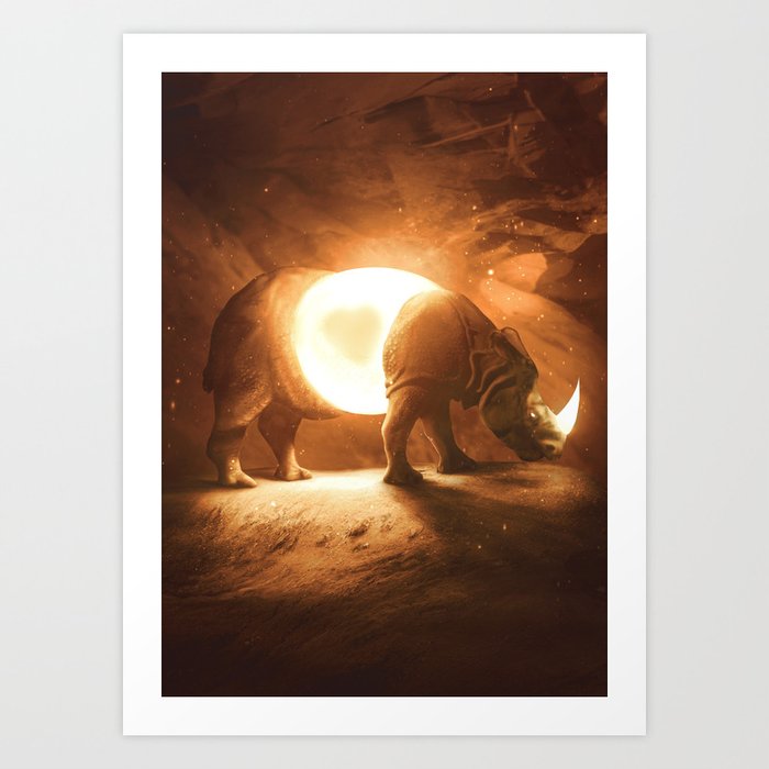 Glowing Rhinosaurus Art Print