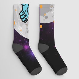 Astronaut Saturn Basketball Socks