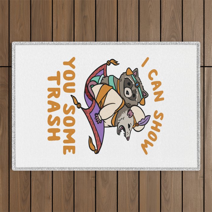 Racoon And Possum I can show you some trash Aladdin and the Magic Lamp Raccoon lover Outdoor Rug