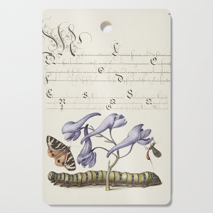 Vintage calligraphy art with a caterpillar Cutting Board