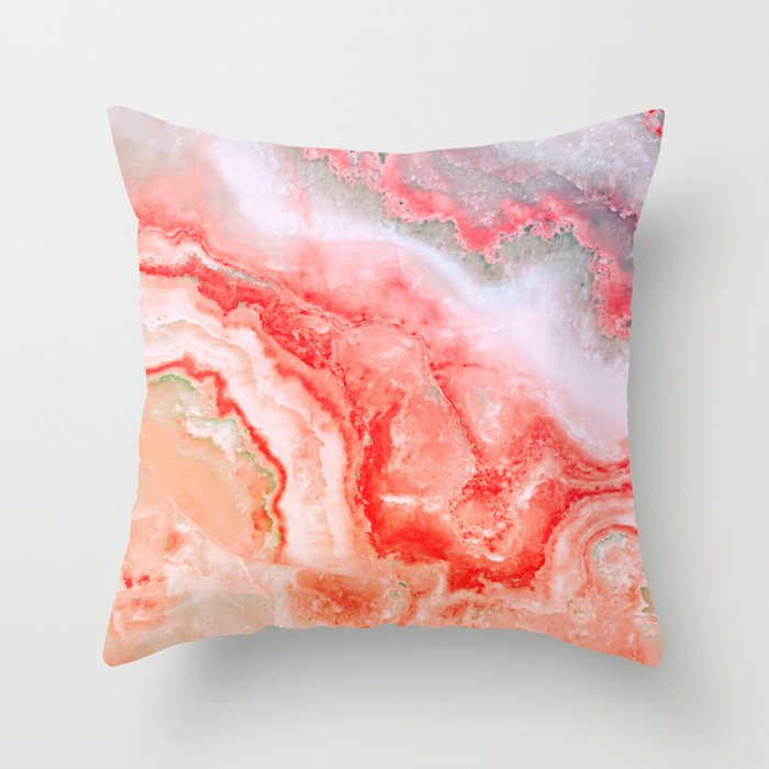 Luxury LIVING CORAL Agate Marble Geode Gem Throw Pillow