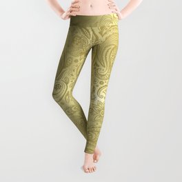 Gold paisley on a gold background Leggings