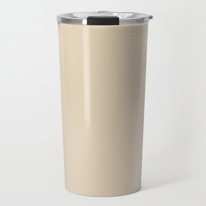 Pale Light Beige Brown Solid Color Pairs PPG Almond Brittle PPG1095-3 - All One Single Shade Colour Travel Mug