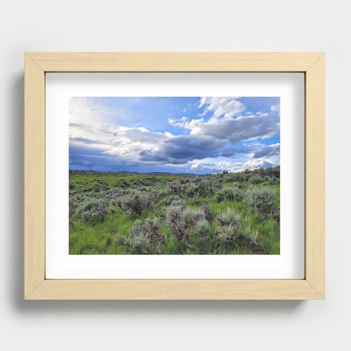 Sagebrush and Clouds Landscape Photo Recessed Framed Print