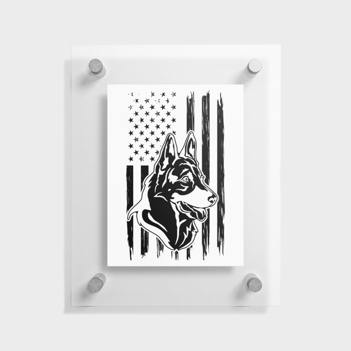 German Shepherd Dog American Flag Floating Acrylic Print