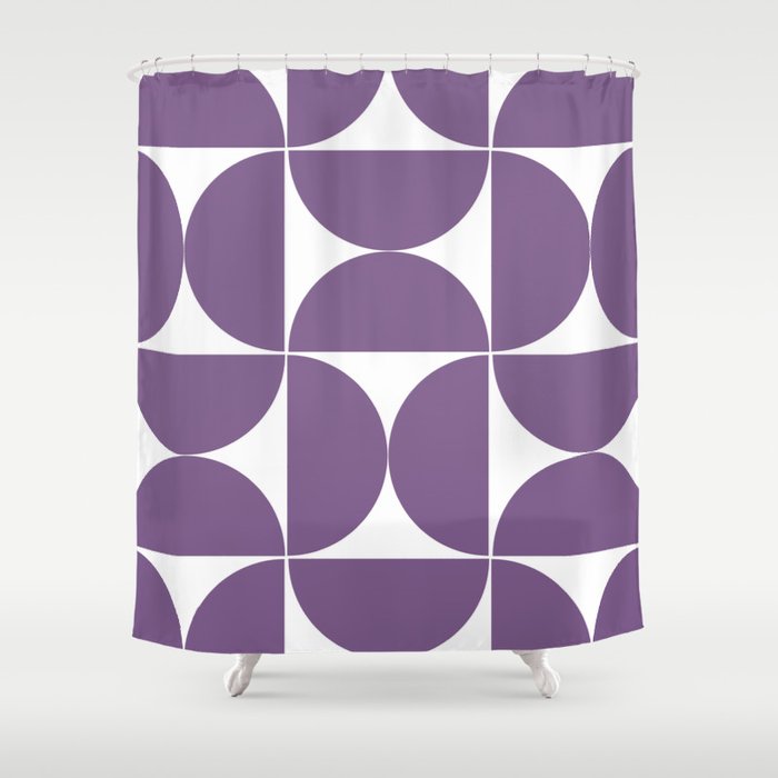 Large violet mid century shapes Shower Curtain