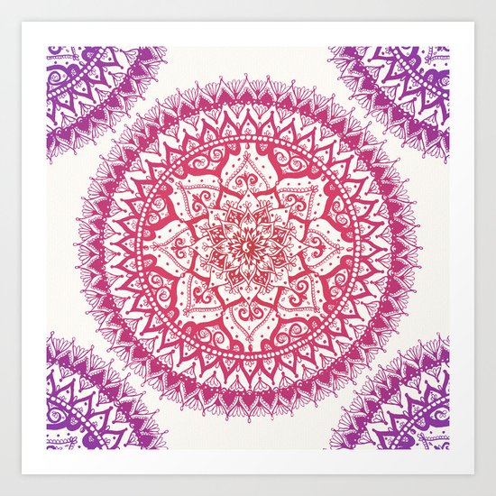 Yin Yang Mandala in Tropical Sunset Art Print
