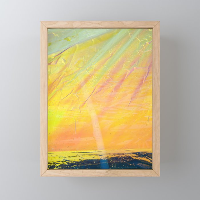 Abstract Sunset Yellow Orange And Blue Framed Mini Art Print