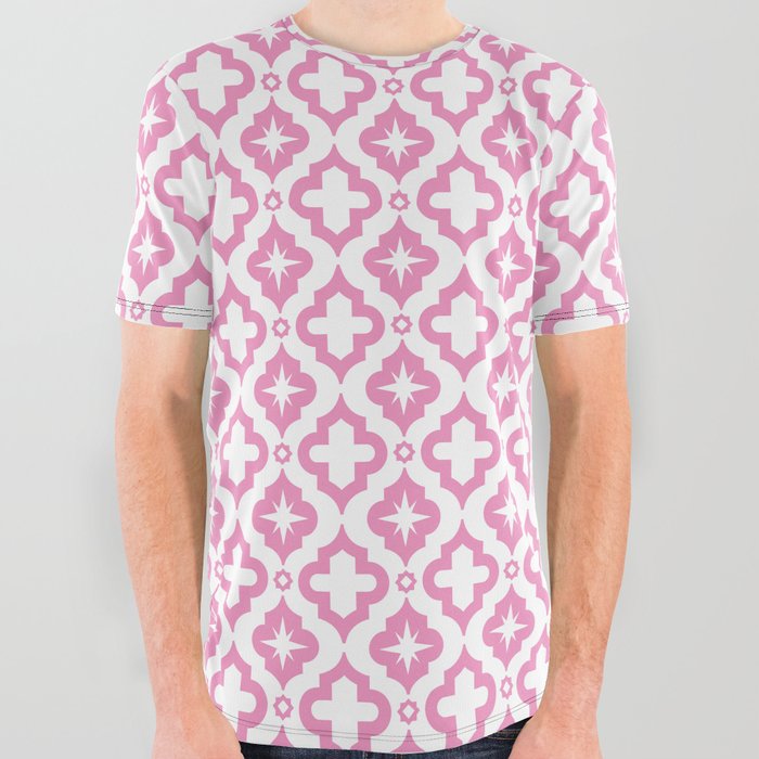 Pink Ornamental Arabic Pattern All Over Graphic Tee