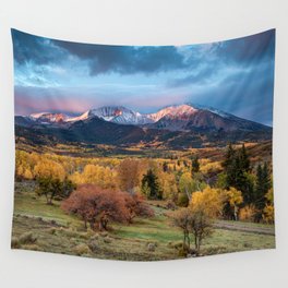 Colorado Mountain Sunrise Mt. Sopris Autumn Landscape Wall Tapestry