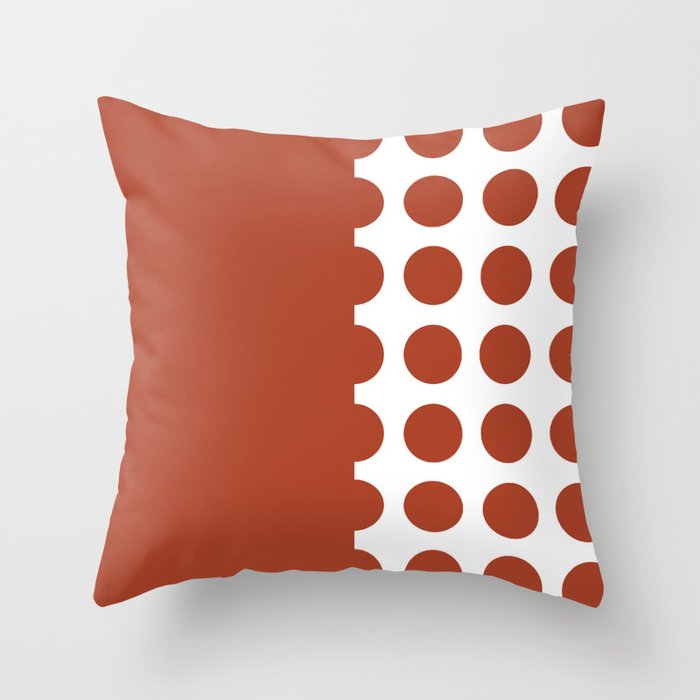 Elegant Dots Polka Dots Circles Spots Burnt Orange White Throw Pillow