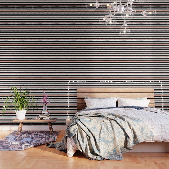 Stripes Peach Grey Black White Wallpaper By Denidesigns