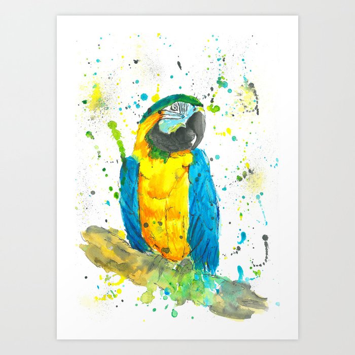 Blue Gold Macaw Watercolor Painting Art Print By Elliewatercolorart Society6,Wii Games For Kids